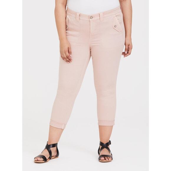 Torrid Size 10 Crop Twill Mid Rise Military Pants Blush Pink - Picture 1 of 8